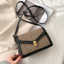 Women Bag PU Bucket Vintage Plaid Zipper Soft Wool Shoulder Bags Pures And Bags Crossbody Designer Bags Luxury 2024 - buy cheap