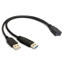 20cm USB3.0 to USB3.0/2.0  USB3.0 Female to Dual USB Male Extra Power Data Y Extension Cable 2024 - buy cheap