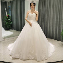 Vestido de boda blanco sin tirantes para mujer, prenda sexy de encaje, elegante, para boda, línea a, aliexpress, SL-6801 2024 - compra barato