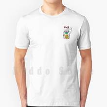 Gato azarado (censurado) t camisa diy tamanho grande 100% algodão sassy gato sorte maneki neko cultura japonesa estética asiática 2024 - compre barato