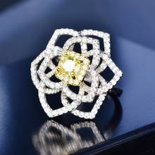 Anillo de circonia con diamantes de imitación para mujer, sortija de circonita, color amarillo/blanco, elegante, a la moda 2024 - compra barato