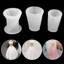 3D Wedding Dress Candle Mold Candle Silicone Mold Fragrance Wax Model Candle Making Plaster Mould Party Decor 2024 - buy cheap