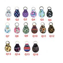 12pcs Coin Holder Chapstick Holder Neoprene Keychain, Unicorn Pattern Lip Palm Holder Floral Print with Metal Ring 2024 - buy cheap