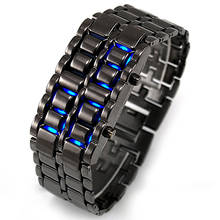 Moda lava samurai ferro metal led relógios eletrônicos led relógios digitais sem rosto pulseira relógio masculino relógios de pulso 2024 - compre barato