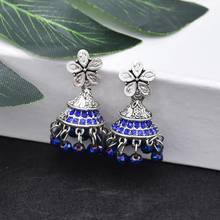 Vintage Bohemian Bell Carved Tassel Indian Jhumka Earrings For Women Crystal Jewelry Retro Wedding Gypsy Afghan Earrings 2024 - buy cheap
