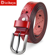 DICIHAYA-Cinturón de piel de vaca para mujer, cinturón femenino en forma de corazón, con hebillas de Pin, elegante, Vintage 2024 - compra barato