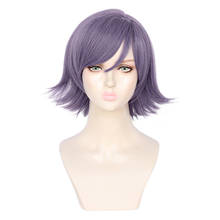 Akudama-peluca corta de Anime para Cosplay, cabellera sintética resistente al calor, color morado, con gorro 2024 - compra barato
