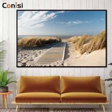 Conisi Nordic Beach Picture Prints Beach Trail on Poster Blue Sky Wall Art Canvas Painting Home Decor for Bedroom Decoration 2024 - buy cheap