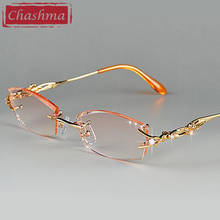 Chashma Luxury Tint Lenses Myopia Glasses Reading Glasses Diamond Rimless Prescription Glasses Women Colored Lenses Eyeglasses 2024 - buy cheap