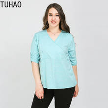 Tuhao blusas femininas de mangas curtas, camisa de tamanho grande 8xl 7xl 6xl para mulheres e escritório 2020, tops wm77 2024 - compre barato