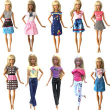 NK 10 Pcs/Set  Princess Doll Dress  Fashion Outfit  Daily T-shirt Shorts Clothes for Barbie Doll Accessories 20A 7X 2024 - buy cheap