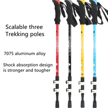 2 walking poles, telescopic trekking poles, aluminum alloy hiking trekking poles, straight handle three-section climbing poles 2024 - buy cheap