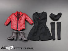 AS065-abrigo de cuero rojo para mujer, medias, zapatos de vestir, traje, cuerpo de figura de acción, 1/6 2024 - compra barato