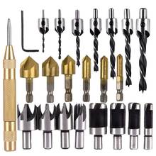 8Pcs Wood Plug Cutte ,6Pcs 1/4 Inch Hex 5 Flute 90 Degree Countersink Drill Bits,7Pcs Three Pointed Countersink Drill Bit With L 2024 - buy cheap
