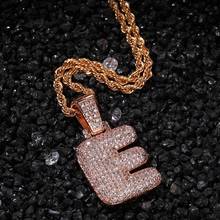 Strass pingente de letra única bolha e nome personalizado, colar de zircônia cúbica hip hop, colar de ouro rosa masculino, presente 2024 - compre barato