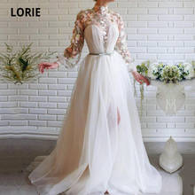 LORIE Fairy Prom Dress High Neck Flower Long Sleeves Dresses for Women Arabic Evening Party Celebrity Gown vestidos de formatura 2024 - buy cheap