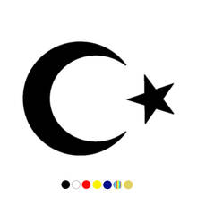 Pegatina de vinilo divertido para coche, pegatinas para vehículos, parachoques, bandera turca, luna, estrella, impermeable, CS-10117 # 2024 - compra barato