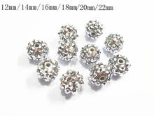 12mm/14mm/16mm/18mm/20mm/22mm Silvery Resin Rhinestone Beads For Chunky Kids Necklace/DIY/Hand Made Design 2024 - buy cheap