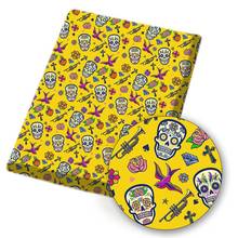 Tela de algodón y poliéster con estampado de personajes de Calavera, tejido de dibujos animados para vestido, manualidades, costura textil para el hogar, 45x145cm 2024 - compra barato