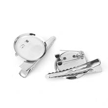 DoreenBeads Iron Alloy Alligator Prong Clip Pin Brooches Findings Round Silver Color Cabochon Settings (Fits 22mm Dia.),20 PCs 2024 - buy cheap