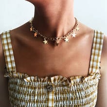 Delicate Stars Pendant Short Necklace Gold Silver Color Metal Choker Necklaces for Women Fashion Jewellery 2024 - buy cheap