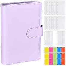 A6 PU Ring Binder,6 Round Rings Notebook Binder 14Pcs Plastic Zippered Envelopes Pockets,with Label Stickers 2024 - buy cheap
