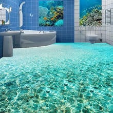 Custom Photo Wallpaper Sea Water Waves 3D Floor Sticker Wall Decals PVC Waterproof Self Adhesive Bathroom Floor Mural Home Decor 2024 - buy cheap