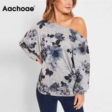 Aachoae Ladies Tops and Blouses 2020 Off Shoulder Long Sleeve Shirt Printed Tunic Casual Loose Tops Plus Size Chemise Femme 2024 - buy cheap