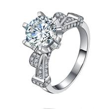 Solid 14k branco ouro jóias anel de moissanite super incrível teste positivo 4ct carbono anel de noivado feminino jóias impressionante anel 2024 - compre barato