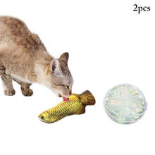 2pcsCat Toy Cats Ball Toy Crinkle Ball in Cage Interactive Plush Fish Cat Toy Catnip Cat Toys Pet Supplies 2024 - buy cheap