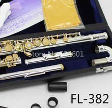 Hot MARGEWATE Silver Flute FL-382 Small Curved Heads 16 Holes Open C Key Silver Plated Gold Lacquer Key Flute with Case 2024 - buy cheap