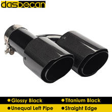 Dasbecan Car Dual H Model Muffler Unequal Left Exhaust Tips Glossy Black Carbon Fiber Exhaust Pipe Straight End Tip Universal 2024 - buy cheap