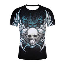 3D printing black t-shirt Harajuku short-sleeved summer men's and women's skull T shirt O-neck t-shirt men's t-shirts all-match 2024 - buy cheap