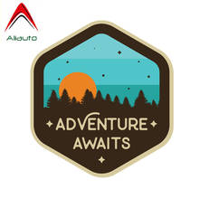 Aliauto Adventure Awaits Sunset Camping Travel Car Sticker PVC Decal for Skoda Polo Golf Ford Kia Toyota ,13CM*14CM 2024 - buy cheap