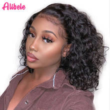 Alibele Short Curly Bob Lace Front Wigs Pre Plucked Brazilian Remy Hair Wig 13x4 inch Lace Front Human Hair Wig for Black Women 2024 - buy cheap