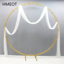 Gold White Double Pole Wedding Arch Iron Metal Stable Artificial Flower Stand Party Backdrop Decor Round Ring Shelf Photo Props 2024 - buy cheap