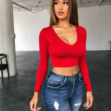 Pre-Autumn Women Sexy Casual V-neck Long Sleeve Stretch Party Solid Simple Basic Crop Tops Ladies Bandage Wrap Shirt 2024 - buy cheap