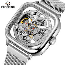 Fashion Forsining Top Men Mechanical Watches Automatic Self-wind Golden Transparent Mesh Steel Wristwatch For Man Male Hot Hour 2024 - buy cheap