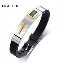 Gold Cross Silicone Bracelet Watch Brands Design Adjustable Length Pulseira Masculina Mens Braslet Rubber Bileklik Jewelry 2024 - buy cheap