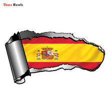 Three Ratels-pegatina de vinilo rasgada para coche y motocicleta, diseño de Metal rasgado con bandera de España, país español, #20x10,8 cm, FTC-803 2024 - compra barato
