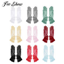 9 Colors Fashion Women Transparent Sheer Tulle Full Finger Long Gloves Mittens Formal Party Gloves Adult Photography Accessories 2024 - buy cheap