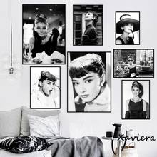 Movie Star Audrey Hepburn Black and White Art Poster Vintage Canvas Painting Nordic Home Decoration Living Room Print Picture 2024 - buy cheap