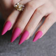 Nude salon art Matte false nails Rose Red DIY long coffin Stiletto Matte fake nails INS 10 colors 2024 - buy cheap