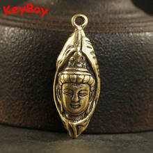 Vintage Brass Lotus Guanyin Buddha Pendants for Necklaces Men Women Copper Car Keychains Hanging Jewelry Lucky Fashion Keyrings 2024 - buy cheap