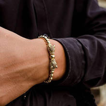 2020 модный двойной браслет с шармами в виде головы леопарда для мужчин роскошный регулируемый плетеный браслет из бисера макраме мужские ювелирные изделия в подарок 2024 - купить недорого