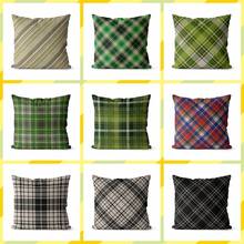 Farmhouse Sofa Cushion Cover Linen Throw Pillow Case Home Decoration Buffalo Check Green Plaid Christmas Decorative 40*40 45*45 2024 - buy cheap