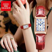 OLEVS Watch for Women Square Roman numerals Analog display Top Brand Luxury waterproof leather lady watches Quartz montre femme 2024 - buy cheap