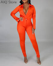 Women Solid Color Satin Long Sleeve Shirt &amp; Buttoned Pants 2 Piece Sets 2024 - buy cheap