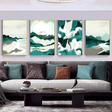 Scandinavian Green Abstract Landscape Canvas Painting Mountain Sea Nordic Poster Print Wall Art Picture Modern Living Room Decor 2024 - buy cheap