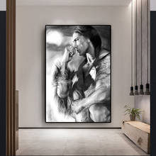 Figura India nativa en blanco y negro, pintura en lienzo, carteles e impresiones, imagen artística de pared escandinava para sala de estar 2024 - compra barato
